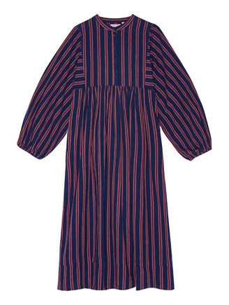 Habiba Bolster Stripe Dress Bell Sleeves Indigo